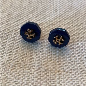 Tory Burch Navy and Gold Stud Earrings